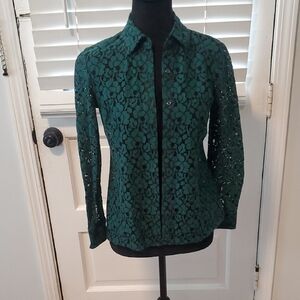 Charter Club Green Lace Blouse